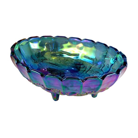 Colony Harvest Carnival Blue Centerpiece Footed Bowl - Lovely Vintage Glassware - Picture 1 of 6
